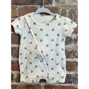babyGAP White Cotton Full Zip Summer Moped Print Romper Baby Size 0-3 Months